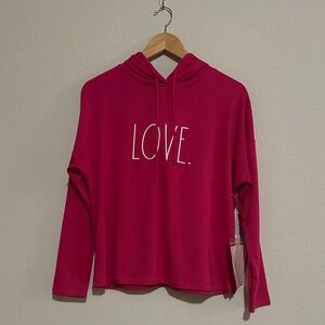 Rae Dunn Pink Hoodie with 'LOVE' Print